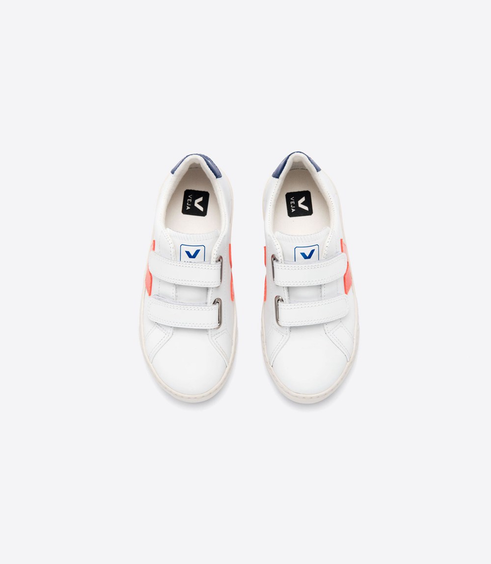 Veja Sneakers Kids - Esplar Velcro Leather - White - 0926LGNHM